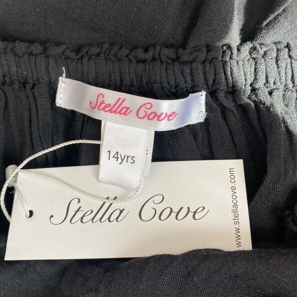 Stella Cove black petal detail cotton coverup dress 14 NWT